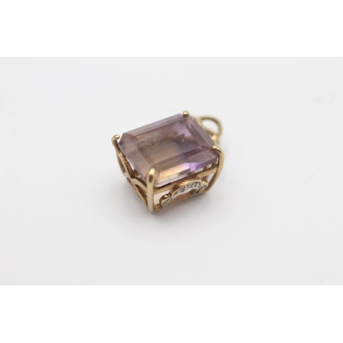 41 - 9ct old vintage ametrine & diamond pendant (2.7g)