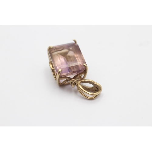 41 - 9ct old vintage ametrine & diamond pendant (2.7g)