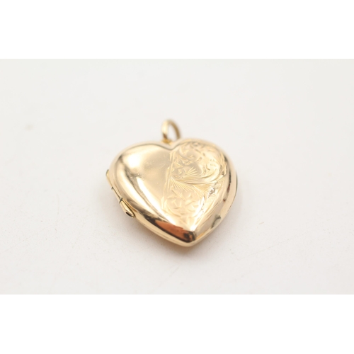 5 - 3 x 9ct back & front gold vintage foliate motif heart lockets (10.1g)