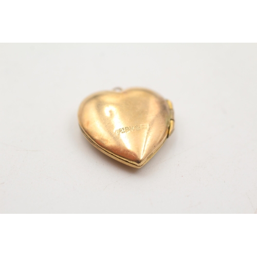 5 - 3 x 9ct back & front gold vintage foliate motif heart lockets (10.1g)