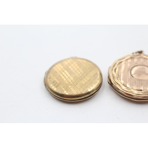 52 - 3 x 9ct gold back and front engraved round lockets (16.2g)