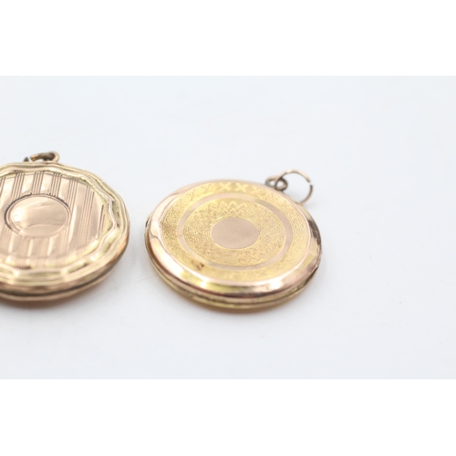 52 - 3 x 9ct gold back and front engraved round lockets (16.2g)