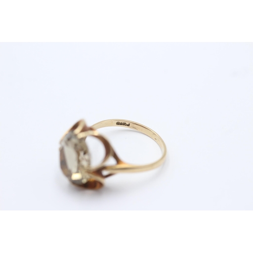 58 - 9ct gold vintage claw set citrine ring (2.8g) size  N