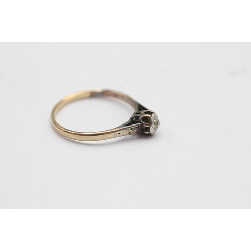 89 - 9ct gold old cut diamond single stone ring (1.2g) size  K