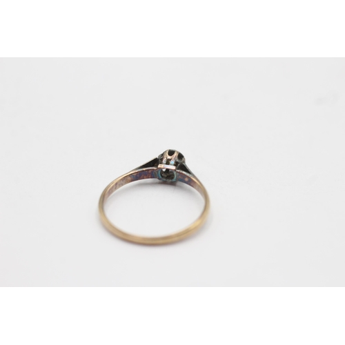 89 - 9ct gold old cut diamond single stone ring (1.2g) size  K