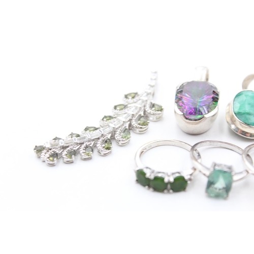 12 X .925 Gemstone Set Jewellery Including Tggc