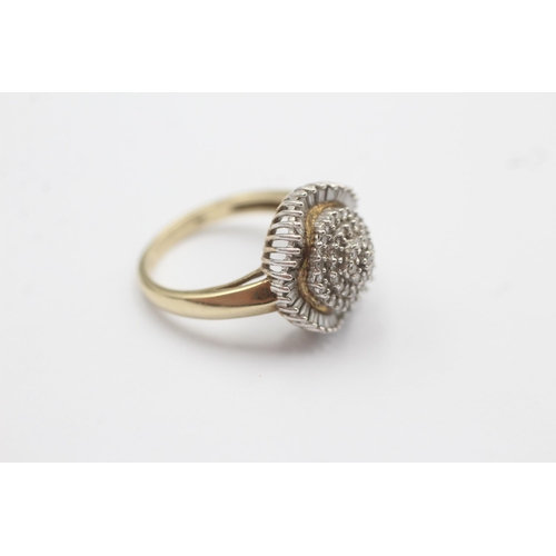 106 - 9ct Gold Diamond Halo Ring (3.7g)Size L 1/2