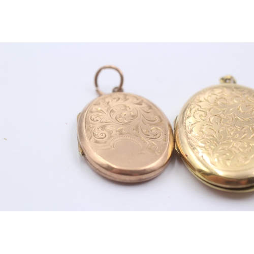 13 - 4 X 9ct Gold Back And Front Engraved Oval Lockets Inc. Hand Painted Enamel (23.7g)