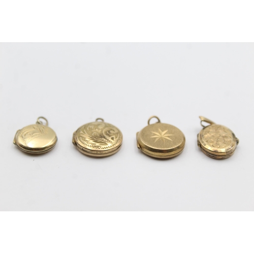 14 - 4 X 9ct Gold Back And Front Engraved Lockets (8g)