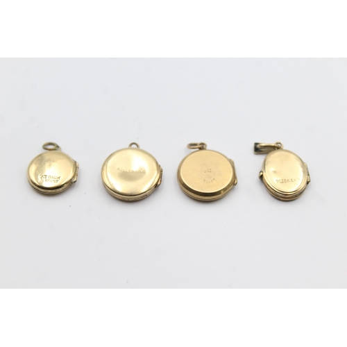 14 - 4 X 9ct Gold Back And Front Engraved Lockets (8g)