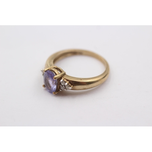 16 - 9ct Gold Diamond And Oval Tanzanite Seven Stone Ring (3.2g)Size O