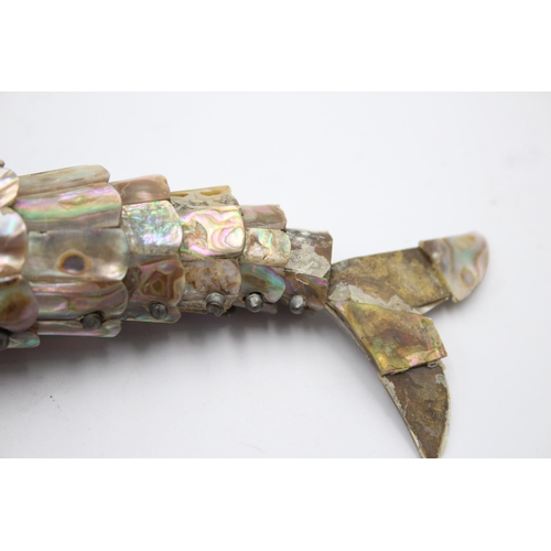 297 - Vintage Articulated Brass & Abalone Shell Ornamental Fish