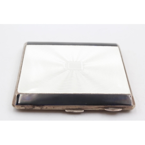 316 - Vintage 1933 Birmingham STERLING SILVER Ladies Cigarette Case w/ Enamel (102g)