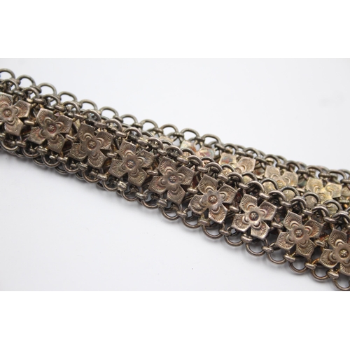 318 - Vintage .925 STERLING SILVER Ladies Floral Waist Belt (117g)