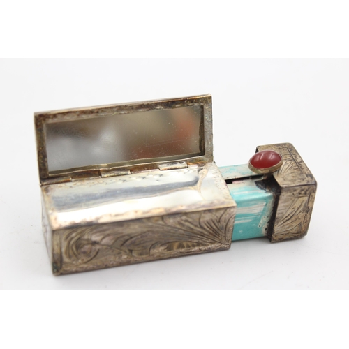 324 - Antique Vintage Stamped .800 Continental SILVER Ladies Vanity Lipstick Case 26g