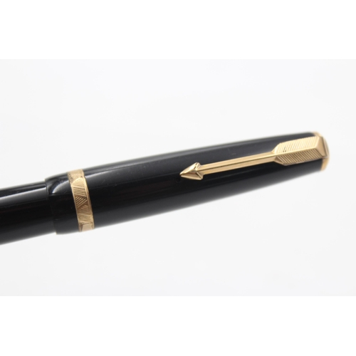 390 - Vintage PARKER Maxima Duofold Black FOUNTAIN PEN w/ 14ct Gold Nib WRITING