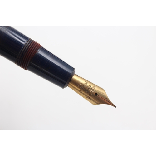 392 - Vintage PARKER Duofold Navy FOUNTAIN PEN w/ 14ct Gold Nib WRITING