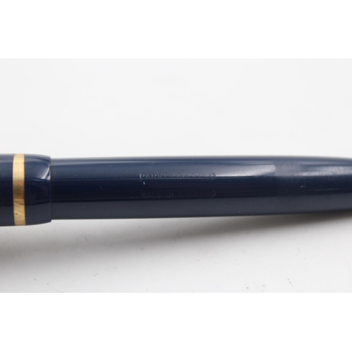 392 - Vintage PARKER Duofold Navy FOUNTAIN PEN w/ 14ct Gold Nib WRITING