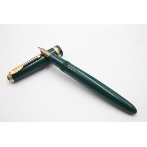 396 - Vintage PARKER Duofold Green FOUNTAIN PEN w/ 14ct Gold Nib WRITING