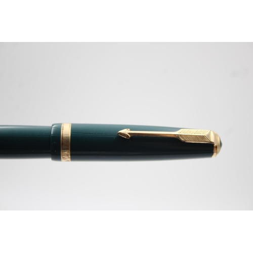 396 - Vintage PARKER Duofold Green FOUNTAIN PEN w/ 14ct Gold Nib WRITING