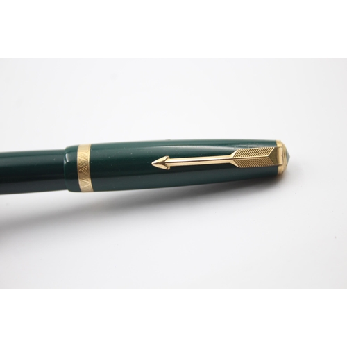 397 - Vintage PARKER Duofold Green FOUNTAIN PEN w/ 14ct Gold Nib WRITING