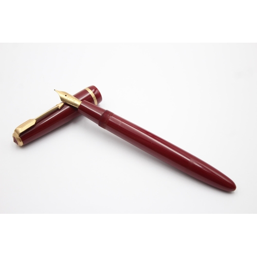 399 - Vintage PARKER Duofold Burgundy FOUNTAIN PEN w/ 14ct Gold Nib WRITING