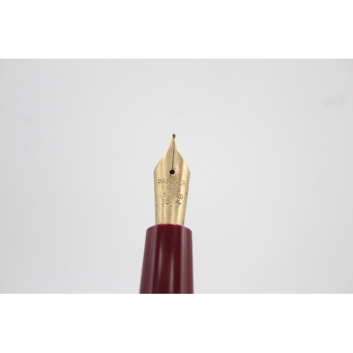 399 - Vintage PARKER Duofold Burgundy FOUNTAIN PEN w/ 14ct Gold Nib WRITING