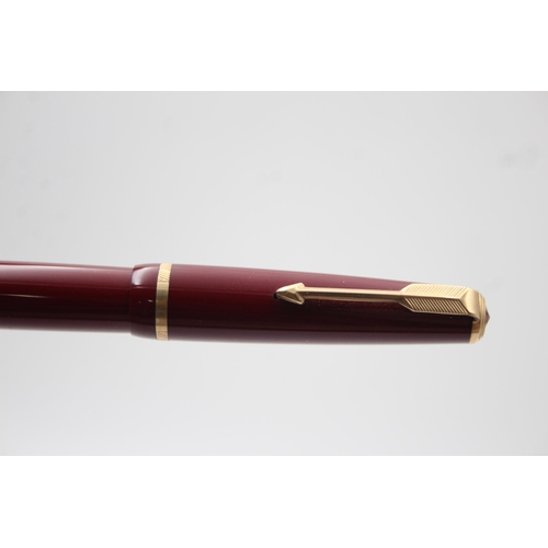 399 - Vintage PARKER Duofold Burgundy FOUNTAIN PEN w/ 14ct Gold Nib WRITING