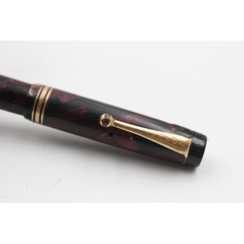 400 - Vintage PARKER Duofold Burgundy FOUNTAIN PEN w/ 14ct Gold Nib WRITING