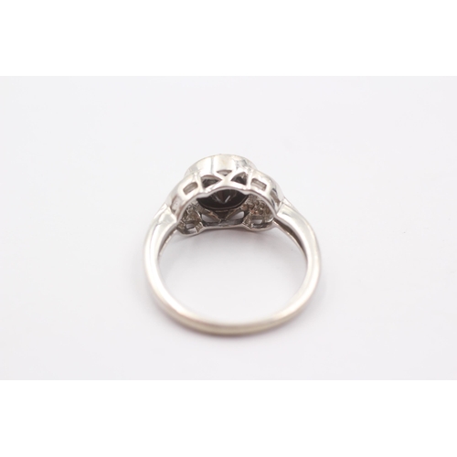 58 - 9ct White Gold Diamond And Black Gemstone Ring (4.3g)Size N