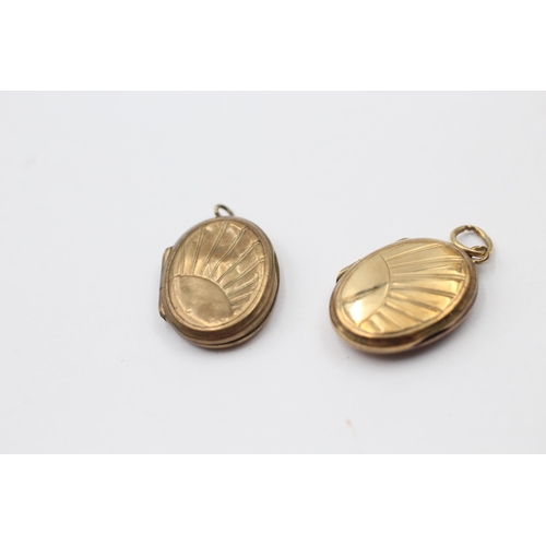 42 - 4 X 9ct Back & Front Gold Vintage Etched Small Lockets Inc. Oval & Diamond Shape (8.2g)