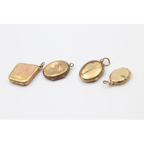 42 - 4 X 9ct Back & Front Gold Vintage Etched Small Lockets Inc. Oval & Diamond Shape (8.2g)