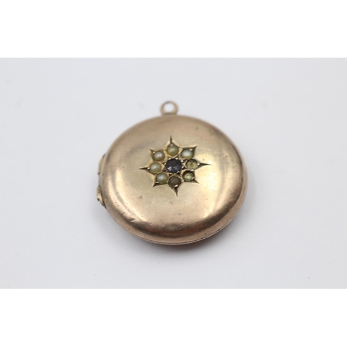 43 - 3 X 9ct Back & Front Gold Vintage Round Lockets Inc. Seed Pearls & Paste - As Seen (17.6g)