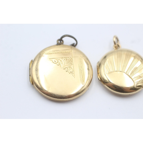 45 - 3 X 9ct Back & Front Gold Vintage Etched Lockets Inc. Hearts & Round (10.3g)