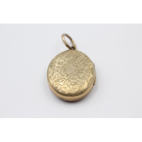 47 - 3 X 9ct Back & Front Gold Vintage Oval Lockets Inc. Black Enamel (10.8g)