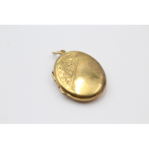 47 - 3 X 9ct Back & Front Gold Vintage Oval Lockets Inc. Black Enamel (10.8g)