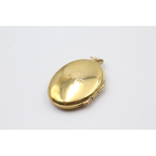 47 - 3 X 9ct Back & Front Gold Vintage Oval Lockets Inc. Black Enamel (10.8g)