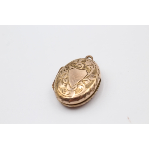 47 - 3 X 9ct Back & Front Gold Vintage Oval Lockets Inc. Black Enamel (10.8g)