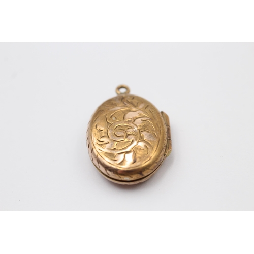 47 - 3 X 9ct Back & Front Gold Vintage Oval Lockets Inc. Black Enamel (10.8g)