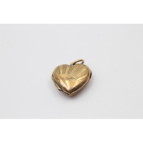 48 - 4 X 9ct Back & Front Gold Vintage Etched Heart Lockets (10.2g)