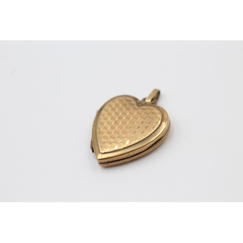 48 - 4 X 9ct Back & Front Gold Vintage Etched Heart Lockets (10.2g)