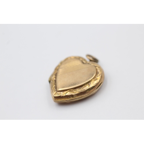 48 - 4 X 9ct Back & Front Gold Vintage Etched Heart Lockets (10.2g)