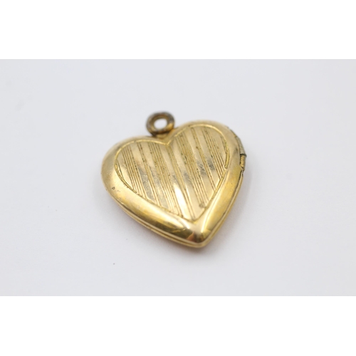 48 - 4 X 9ct Back & Front Gold Vintage Etched Heart Lockets (10.2g)