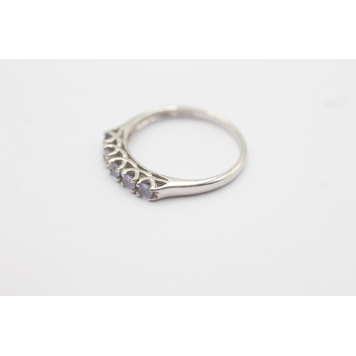 59 - 9ct White Gold Tanzanite Five Stone Dress Ring (1.7g) Size N 1/2