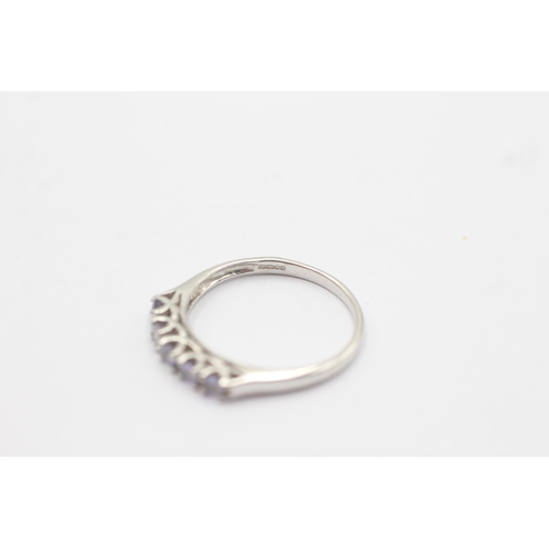 59 - 9ct White Gold Tanzanite Five Stone Dress Ring (1.7g) Size N 1/2