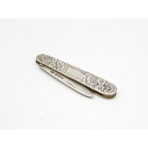 187 - Antique Victorian Hallmarked 1888 Sheffield STERLING SILVER Fruit Knife (25g)