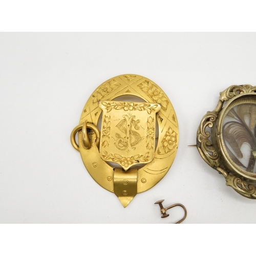 124 - A Collection Of Antique Jewellery Pieces Including A Mourning Brooch