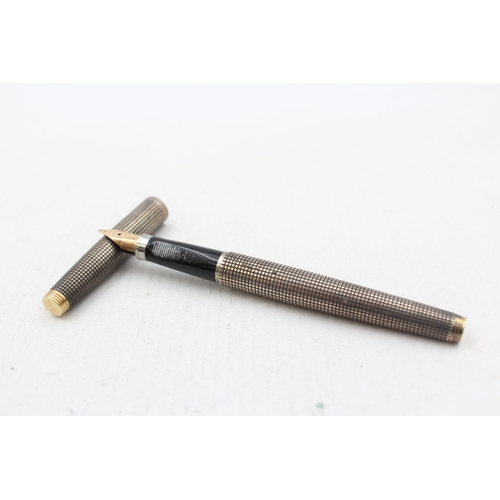 Vintage PARKER 75 .925 STERLING SILVER Cased Fountain Pen w/ 14ct Gold ...