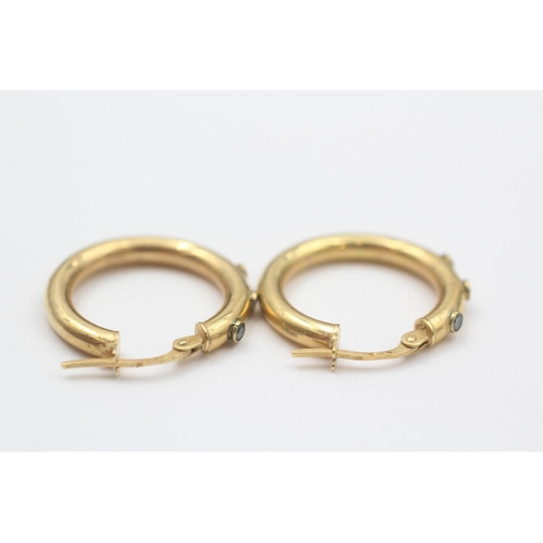 102 - 9ct Gold White Gemstone Hoop Earrings (1.5g)