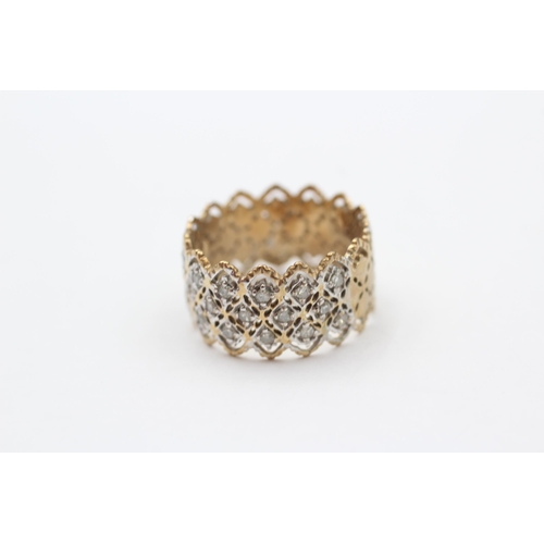 107 - 9ct Gold Diamond Openwork Dress Ring (3.7g) size  M